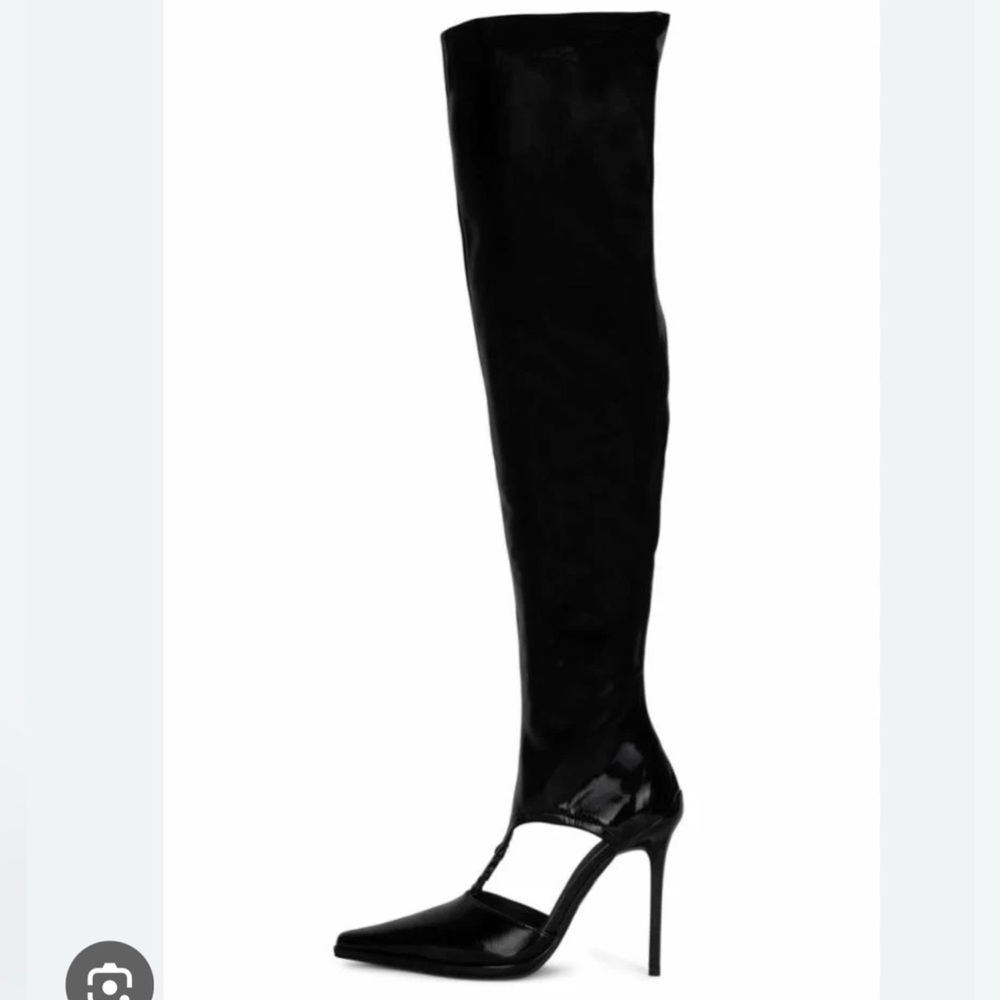 Jeffrey Campbell Thigh-high Boots Varnished Black Size:8.5 NEW!!!